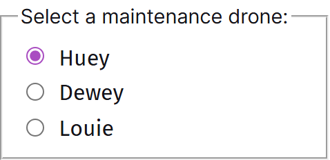 A fieldset with the legend 'Please select your preferred contact method' over three radio options sharing a name attribute.