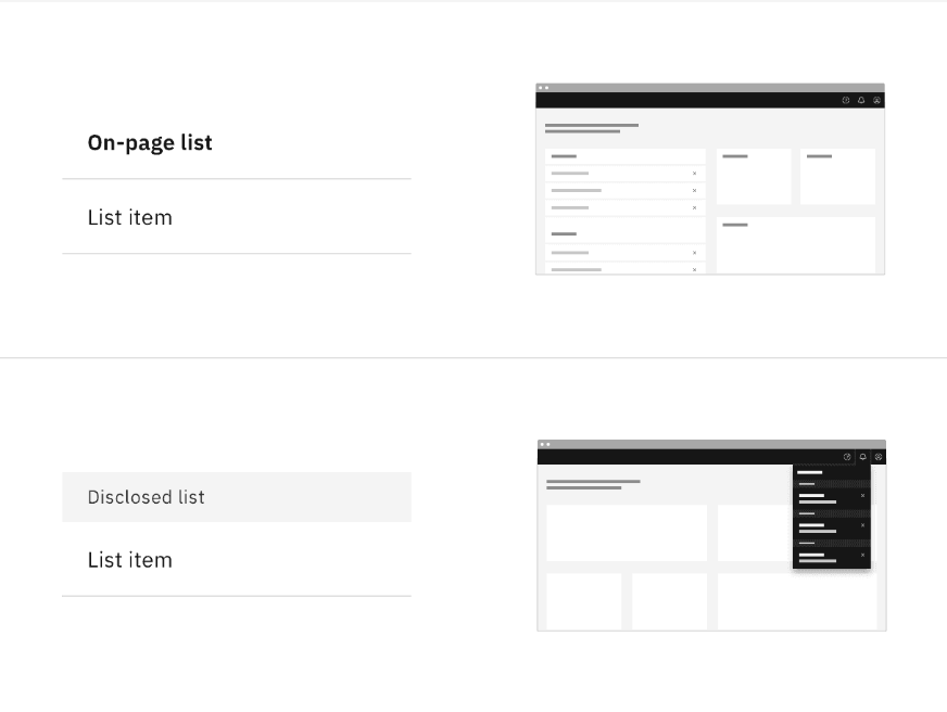 Carbon contained list examples with repeated rows.