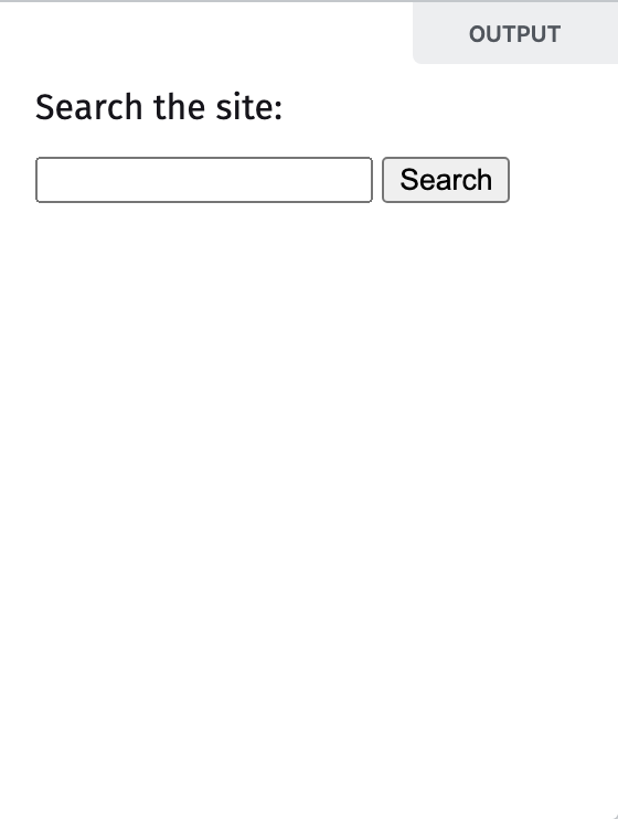 MDN documentation example of an HTML search input field with a label and a Search button.